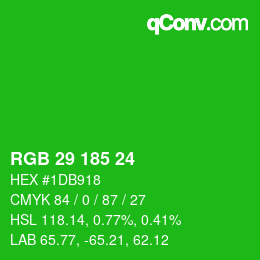 カラーコード: RGB 29 185 24 | qconv.com