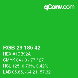 Farbcode: RGB 29 185 42 | qconv.com