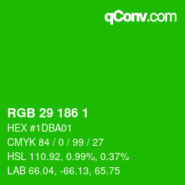 Color code: RGB 29 186 1 | qconv.com