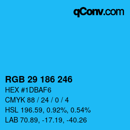 Color code: RGB 29 186 246 | qconv.com