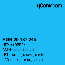 Farbcode: RGB 29 187 245 | qconv.com