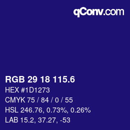 カラーコード: RGB 29 18 115.6 | qconv.com