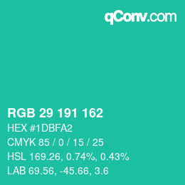 Color code: RGB 29 191 162 | qconv.com
