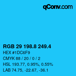 カラーコード: RGB 29 198.8 249.4 | qconv.com