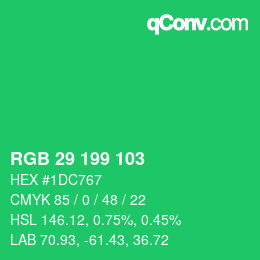 Color code: RGB 29 199 103 | qconv.com