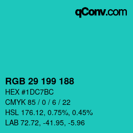 Color code: RGB 29 199 188 | qconv.com