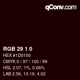 Color code: RGB 29 1 0 | qconv.com