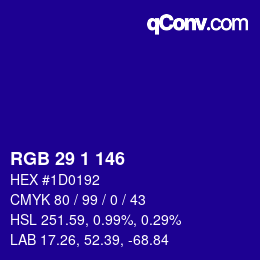 Color code: RGB 29 1 146 | qconv.com