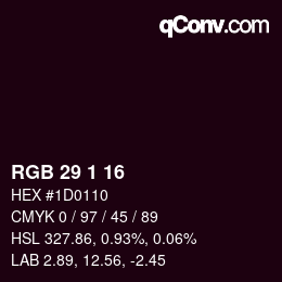 カラーコード: RGB 29 1 16 | qconv.com