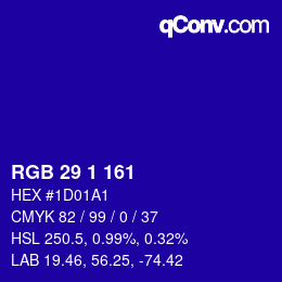 Color code: RGB 29 1 161 | qconv.com