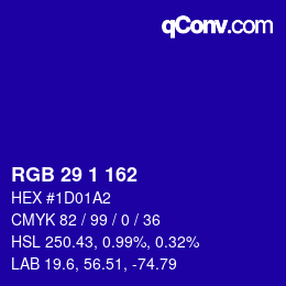 Color code: RGB 29 1 162 | qconv.com