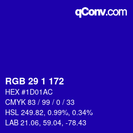 Color code: RGB 29 1 172 | qconv.com