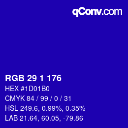 Color code: RGB 29 1 176 | qconv.com
