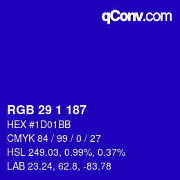 Color code: RGB 29 1 187 | qconv.com