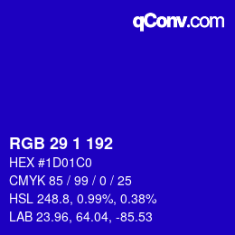Color code: RGB 29 1 192 | qconv.com