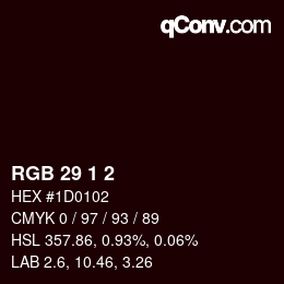 カラーコード: RGB 29 1 2 | qconv.com