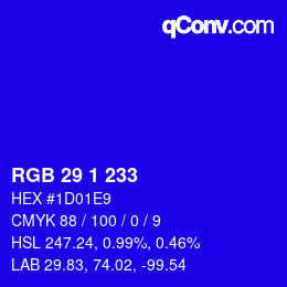カラーコード: RGB 29 1 233 | qconv.com