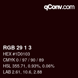 カラーコード: RGB 29 1 3 | qconv.com