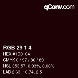 Color code: RGB 29 1 4 | qconv.com
