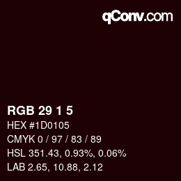 カラーコード: RGB 29 1 5 | qconv.com