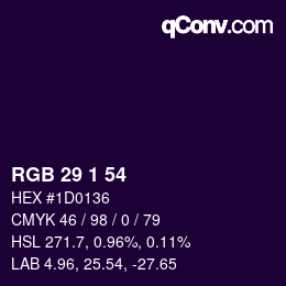 Código de color: RGB 29 1 54 | qconv.com