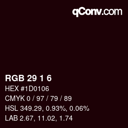 カラーコード: RGB 29 1 6 | qconv.com