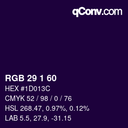 カラーコード: RGB 29 1 60 | qconv.com