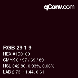 カラーコード: RGB 29 1 9 | qconv.com