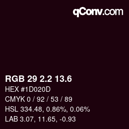 カラーコード: RGB 29 2.2 13.6 | qconv.com