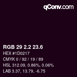 カラーコード: RGB 29 2.2 23.6 | qconv.com