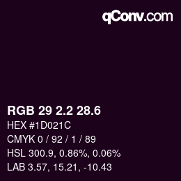カラーコード: RGB 29 2.2 28.6 | qconv.com
