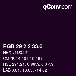 カラーコード: RGB 29 2.2 33.6 | qconv.com