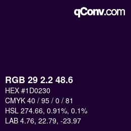 カラーコード: RGB 29 2.2 48.6 | qconv.com