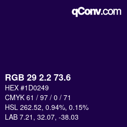 カラーコード: RGB 29 2.2 73.6 | qconv.com