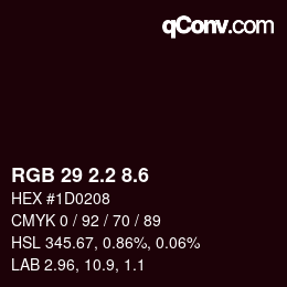 カラーコード: RGB 29 2.2 8.6 | qconv.com