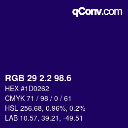 カラーコード: RGB 29 2.2 98.6 | qconv.com