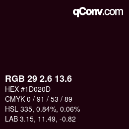 カラーコード: RGB 29 2.6 13.6 | qconv.com