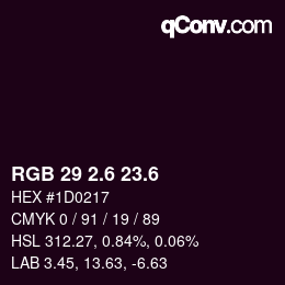 カラーコード: RGB 29 2.6 23.6 | qconv.com
