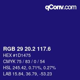 カラーコード: RGB 29 20.2 117.6 | qconv.com