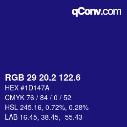 カラーコード: RGB 29 20.2 122.6 | qconv.com
