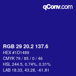 カラーコード: RGB 29 20.2 137.6 | qconv.com