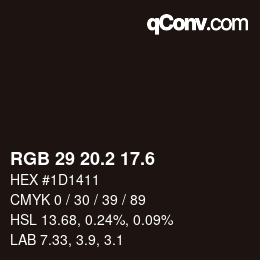 カラーコード: RGB 29 20.2 17.6 | qconv.com