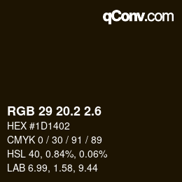 カラーコード: RGB 29 20.2 2.6 | qconv.com