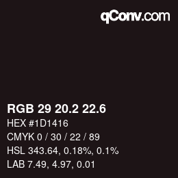 カラーコード: RGB 29 20.2 22.6 | qconv.com