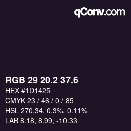 カラーコード: RGB 29 20.2 37.6 | qconv.com
