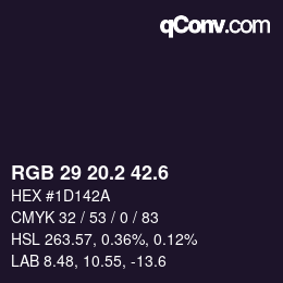 カラーコード: RGB 29 20.2 42.6 | qconv.com