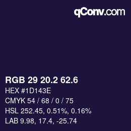 カラーコード: RGB 29 20.2 62.6 | qconv.com