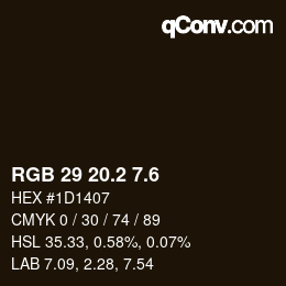 カラーコード: RGB 29 20.2 7.6 | qconv.com