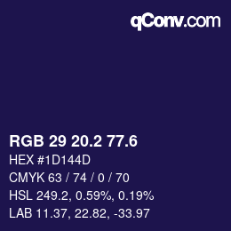 カラーコード: RGB 29 20.2 77.6 | qconv.com