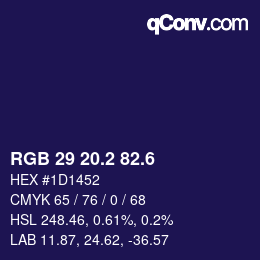 カラーコード: RGB 29 20.2 82.6 | qconv.com